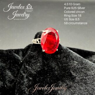 oval-cut red zircon 925 silver ring wgt4.510