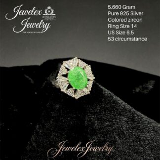 vintage oval-cut mint green zircon 925 silver ring wgt5.660
