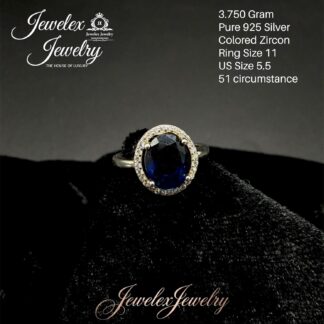 oval-cut deep blue zircon 925 silver ring wgt3.750