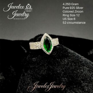 marquise-cut green zircon 925 silver ring wgt4.250
