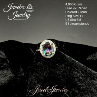 oval-cut mystic zircon 925 silver ring wgt4.050