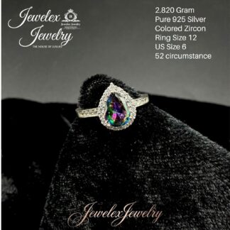 pear-cut mystic zircon halo 925 silver ring wgt2.820