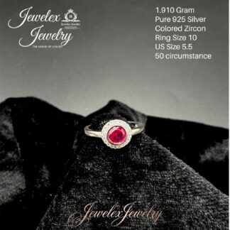 vibrant round-cut red zircon 925 silver ring wgt1.910