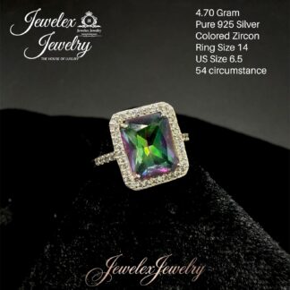 radiant-cut mystic zircon 925 silver ring wgt4.70