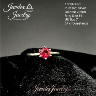 round-cut red zircon solitaire zircon 925 silver ring wgt1.510