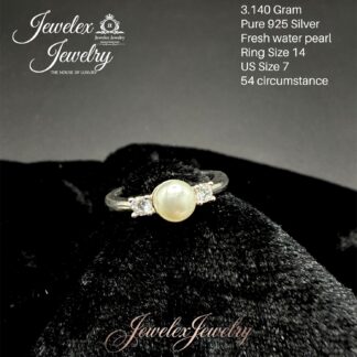timeless fresh water pearl and zircon 925 silver ring wgt3.140