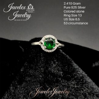 forest green oval halo zircon 925 silver ring wgt2.410