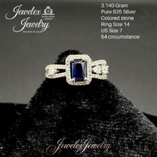 royal sapphire-blue emerald-cut ring in 925 silver wgt3.140