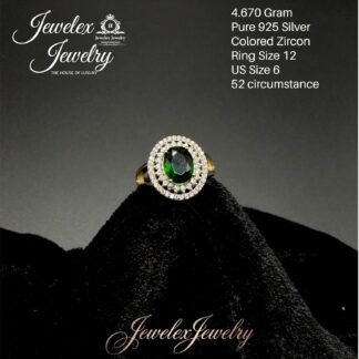 deep tone of forest green zircon double halo ring in 925 silver wgt4.670