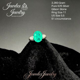 vibrant mint gilson emerald zircon ring in 925 silver wgt3.260