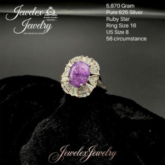 royal purple ruby star sunburst ring in 925 silver wgt5.870