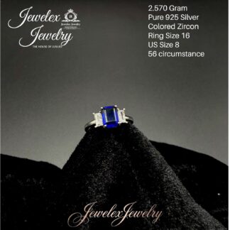 sapphire-blue zircon emerald-cut ring in 925 silver wgt2.570