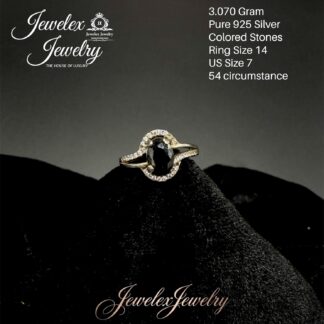 midnight elegance oval black zircon halo ring in 925 silver wgt3.070