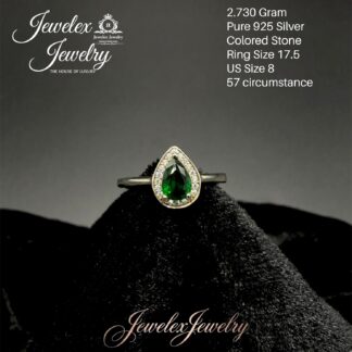verdant teardrop colored zircon halo ring in 925 silver wgt2.730 (Copy)