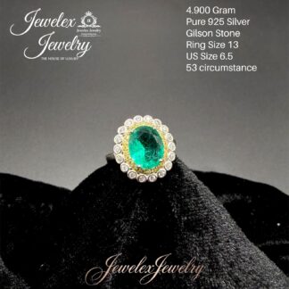 empress oval gilson emerald colored zircon ring in 925 silver wgt4.900