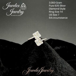 two radiant cut white zircon ring in 925 silver wgt3.050
