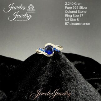 azure wave deep sapphire zircon ring in 925 silver wgt2.240