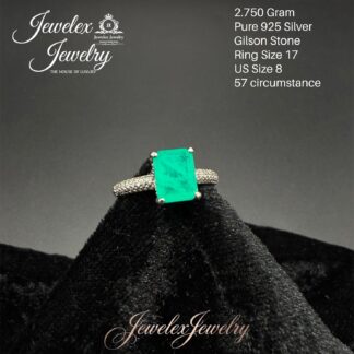 emerald cut gilson stone ring in 925 silver wgt2.750