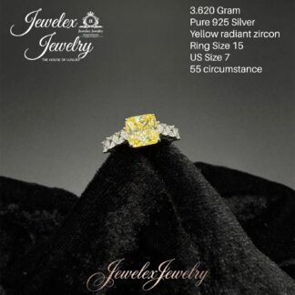 yellow radiant zircon ring in 925 silver wgt3.620