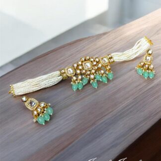 imperial multi strand beaded kundan polki necklace set