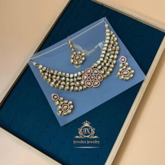 majestic three tier kundan polki necklace set