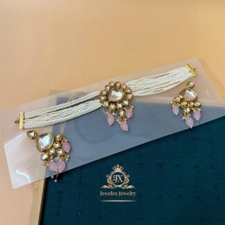 the diya bloosom floral kundan and pearls necklace set