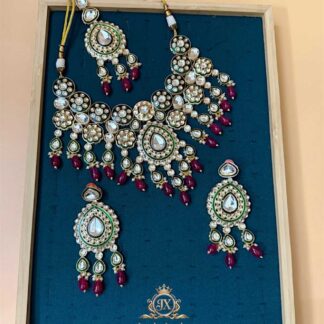 imperial meenakari kundan polki necklace set
