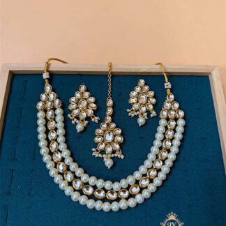 3 layered kundan polki necklace set