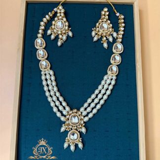the noor multi strand pearls kundan necklace set