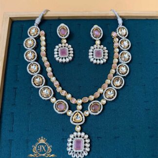 the kiara pastel pink and kundan layered statement set