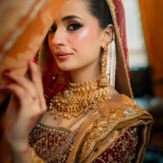 nilofar heritage gold matte finish bridal necklace set