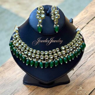 elegant kundan necklace set available in three different color combination