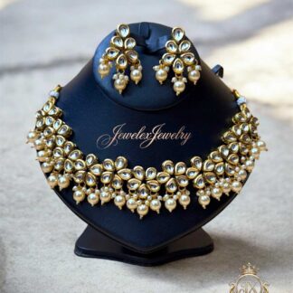 blossom pearl kundan choker set available in two colors