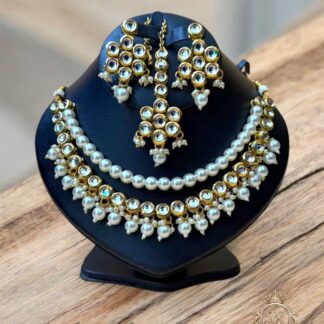 sovereign pearl strand kundan necklace set