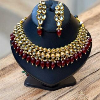 Bold double-tier configuration necklace set in different color combinations