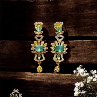 empress mint cabochon floral drop earrings