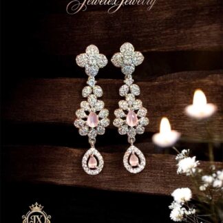 vintage ice & rose pink cabochon drop earrings