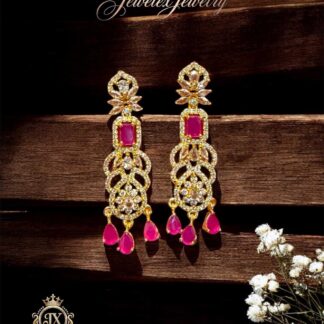 royal rani magenta & gilded lace chandelier earrings