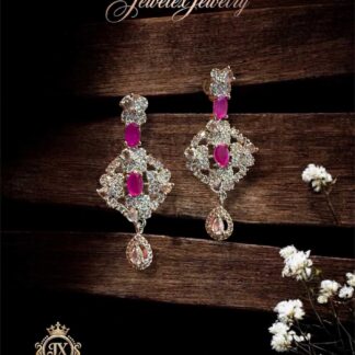 fuchsia radiance geometric diamond drop earrings