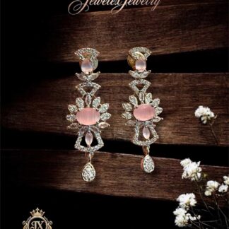 aurora blush geometric chandelier earrings