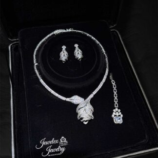 royal pave rose necklace set