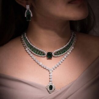 majestic crown dual layer necklace set