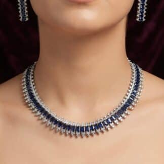 azure fringe necklace set