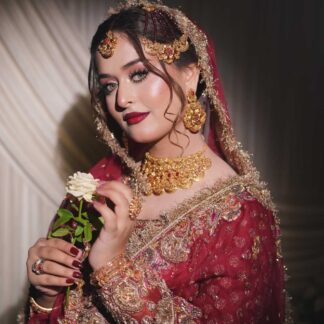 gul baddan matte gold and ruby jewelry set