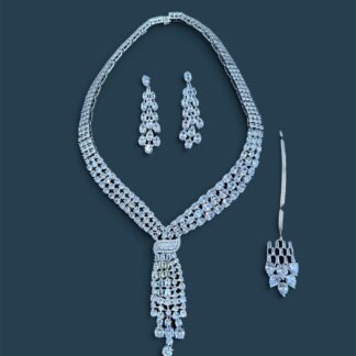 clear crystal marquise cluster tie necklace set