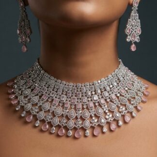 rose quartz necklace set