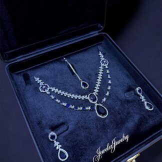 midnight blue layered dewdrop necklace set