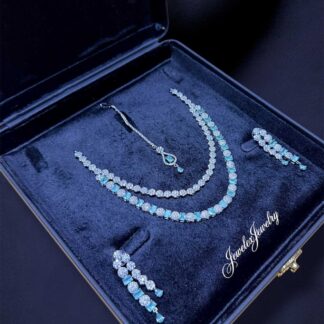 light aqua double strand necklace set