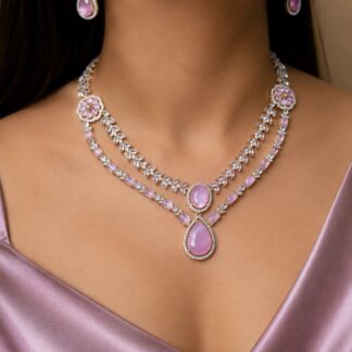 rose quartz layered dewdrop necklace Set