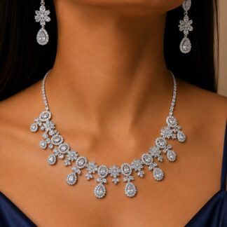 soft crystal diamond style radiance cluster necklace set